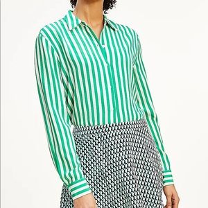 TT: Tommy Hilfiger Womens Striped Shirt, Green